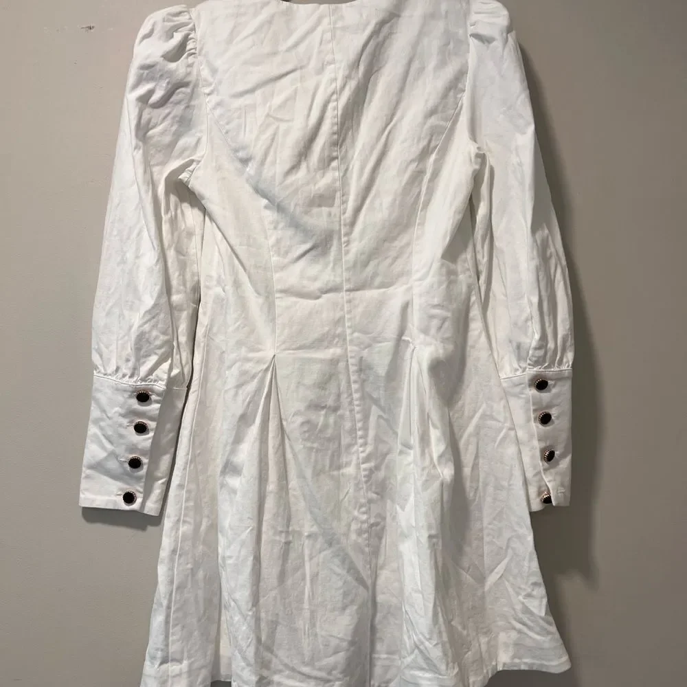 Reformation Lovisa Long Sleeve Stretch Organic Cotton Minidress - White - Size 6